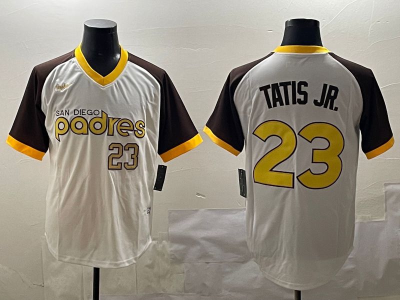 Men San Diego Padres #23 Tatis jr White Throwback Game 2025 Nike MLB Jersey style 5